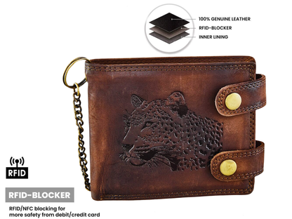 Tiger embossed leather wallet – personalized gift for him