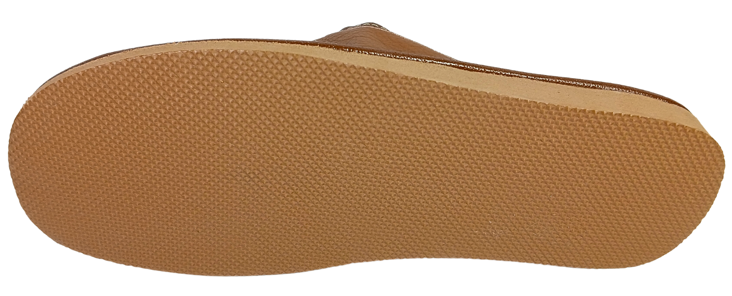Men's closed toe leather slippers — flexible rubber outsole, handmade in Poland