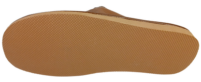 Men's closed toe leather slippers — flexible rubber outsole, handmade in Poland