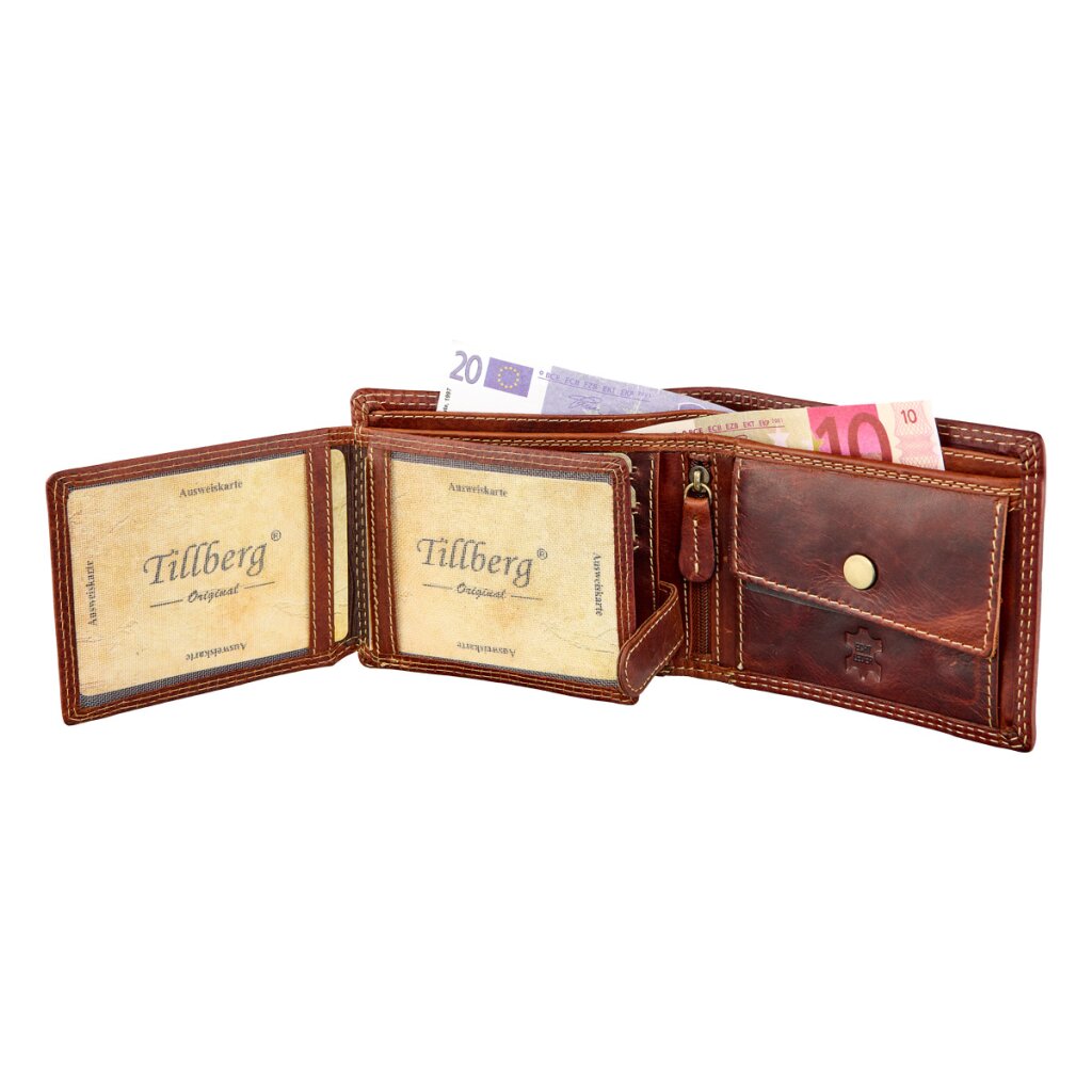 Tan leather bifold wallet men genuine leather RFID blocking personalized gift