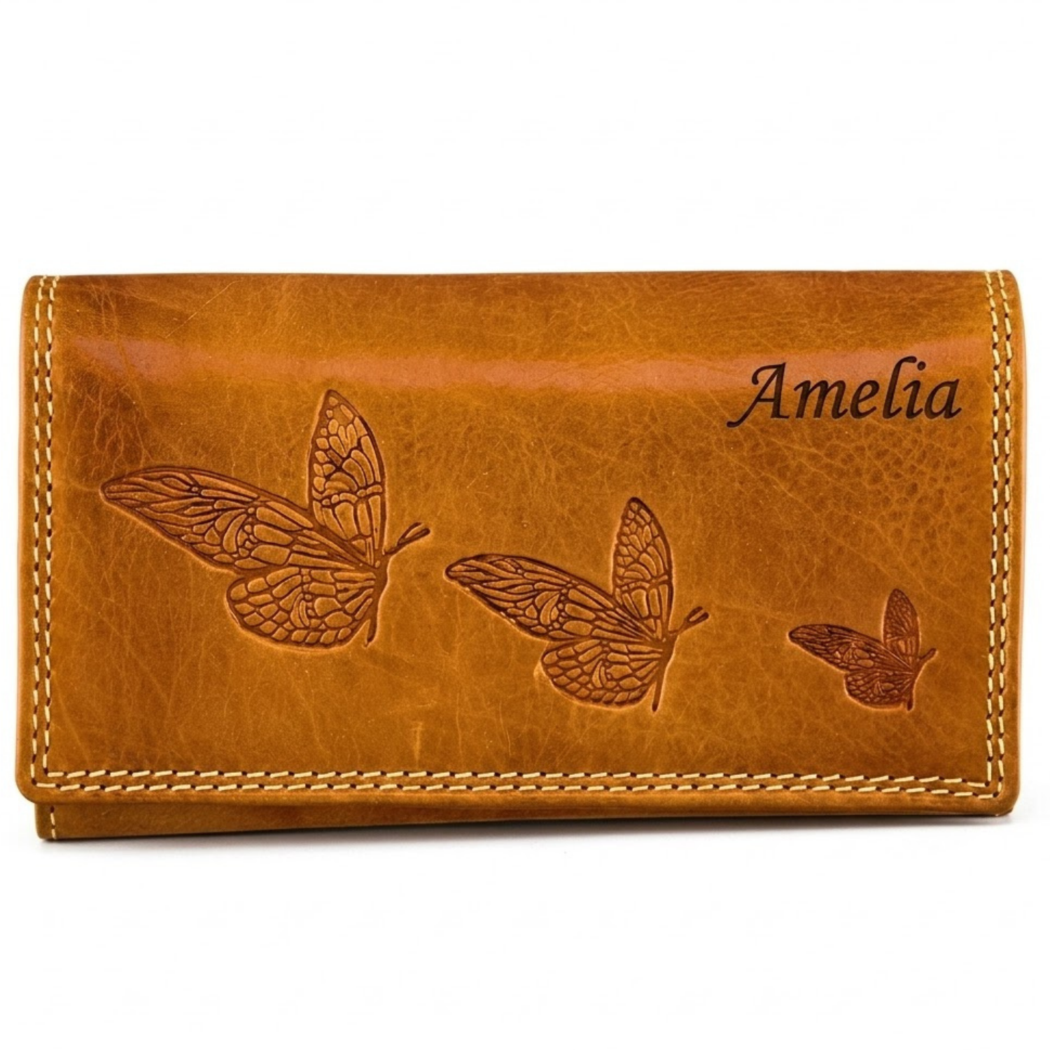 Personalized butterfly leather wallet women bohemian style anniversary birthday gift | The Leather Gift Co