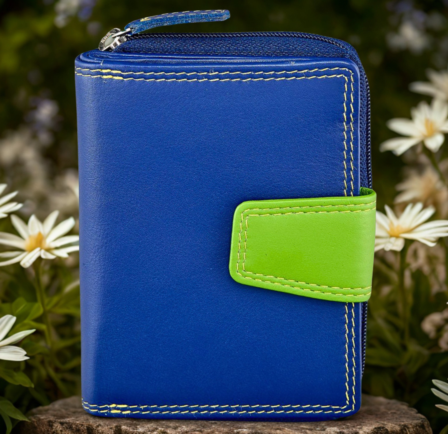 Handmade women's leather wallet flap closure 12.5x9cm personalized luxury gift for her | The Leather Gift Co
