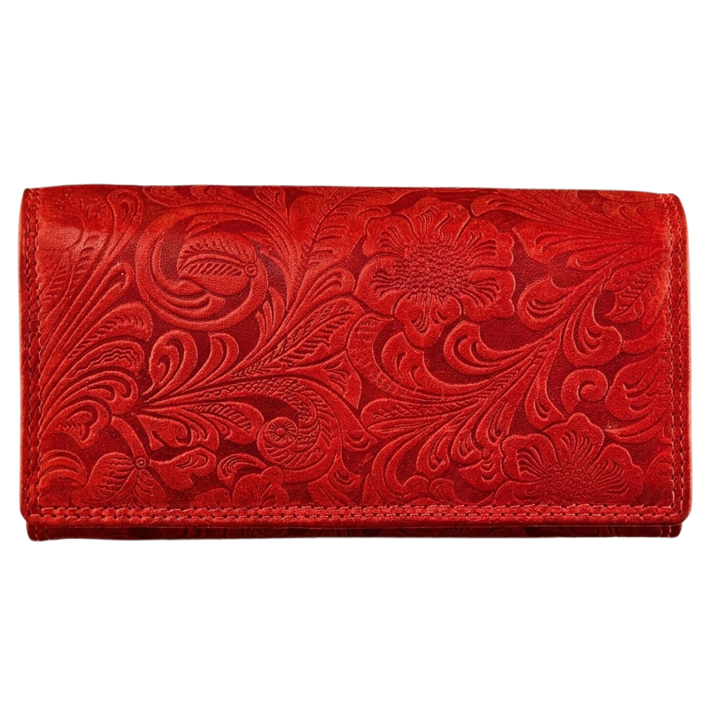 Buffalo leather floral phone wallet women two-part zip coin section travel wallet | The Leather Gift Co