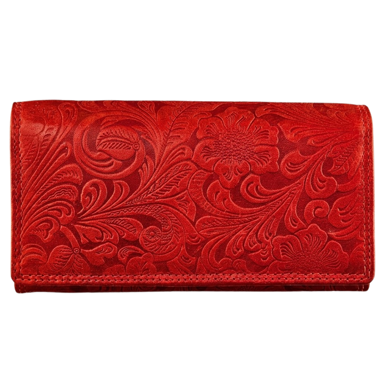 Buffalo leather floral phone wallet women two-part zip coin section travel wallet | The Leather Gift Co