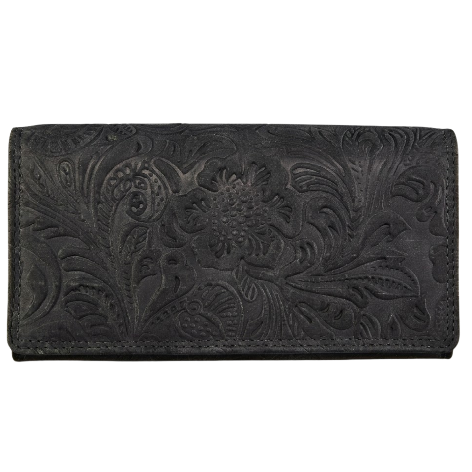 Women's tooled leather phone wallet RFID blocking 17.5x9.5cm birthday gift | The Leather Gift Co