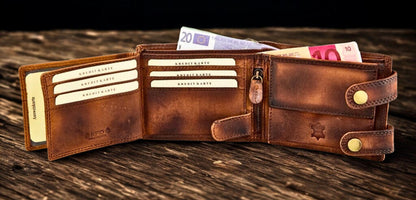 Biker chain wallet with coin pocket and snap fastener