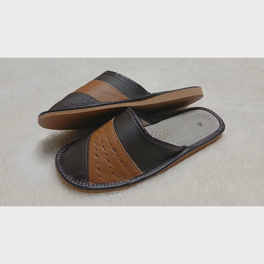 Genuine Sheepskin Traditional Mules for Men | Soft Indoor House Slippers Handmade Poland