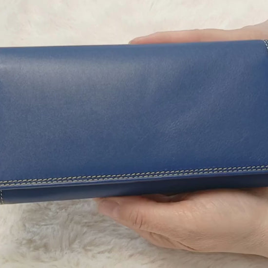 RFID Nappa leather long purse for women – handmade genuine leather zip-around clutch wallet, vibrant colours, The Leather Gift Co