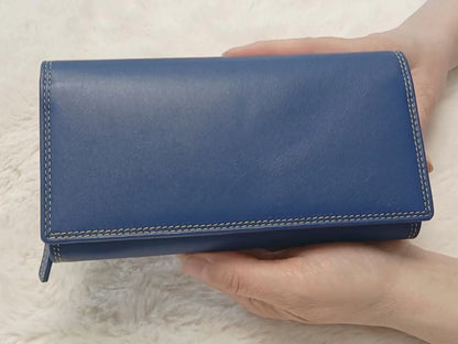 RFID Nappa leather long purse for women – handmade genuine leather zip-around clutch wallet, vibrant colours, The Leather Gift Co