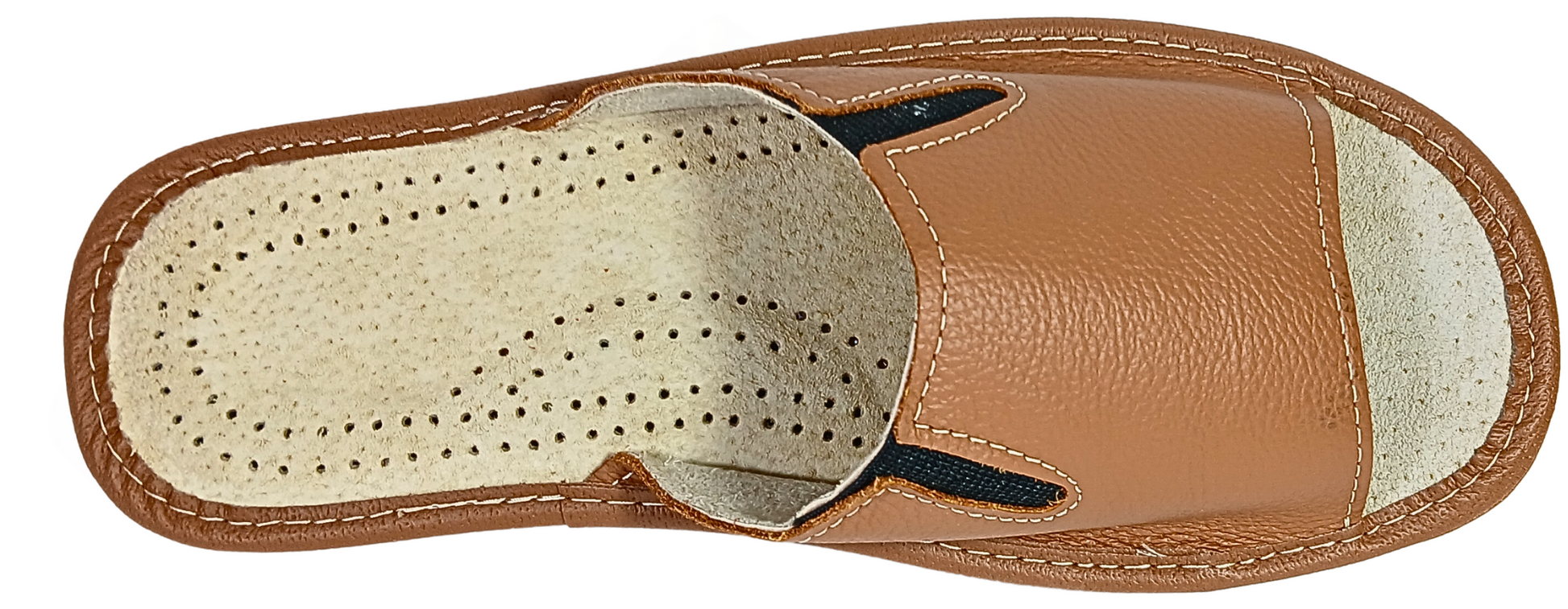 Top view of brown handmade leather barefoot sandals for men, made in Poland - The Leather Gift Co